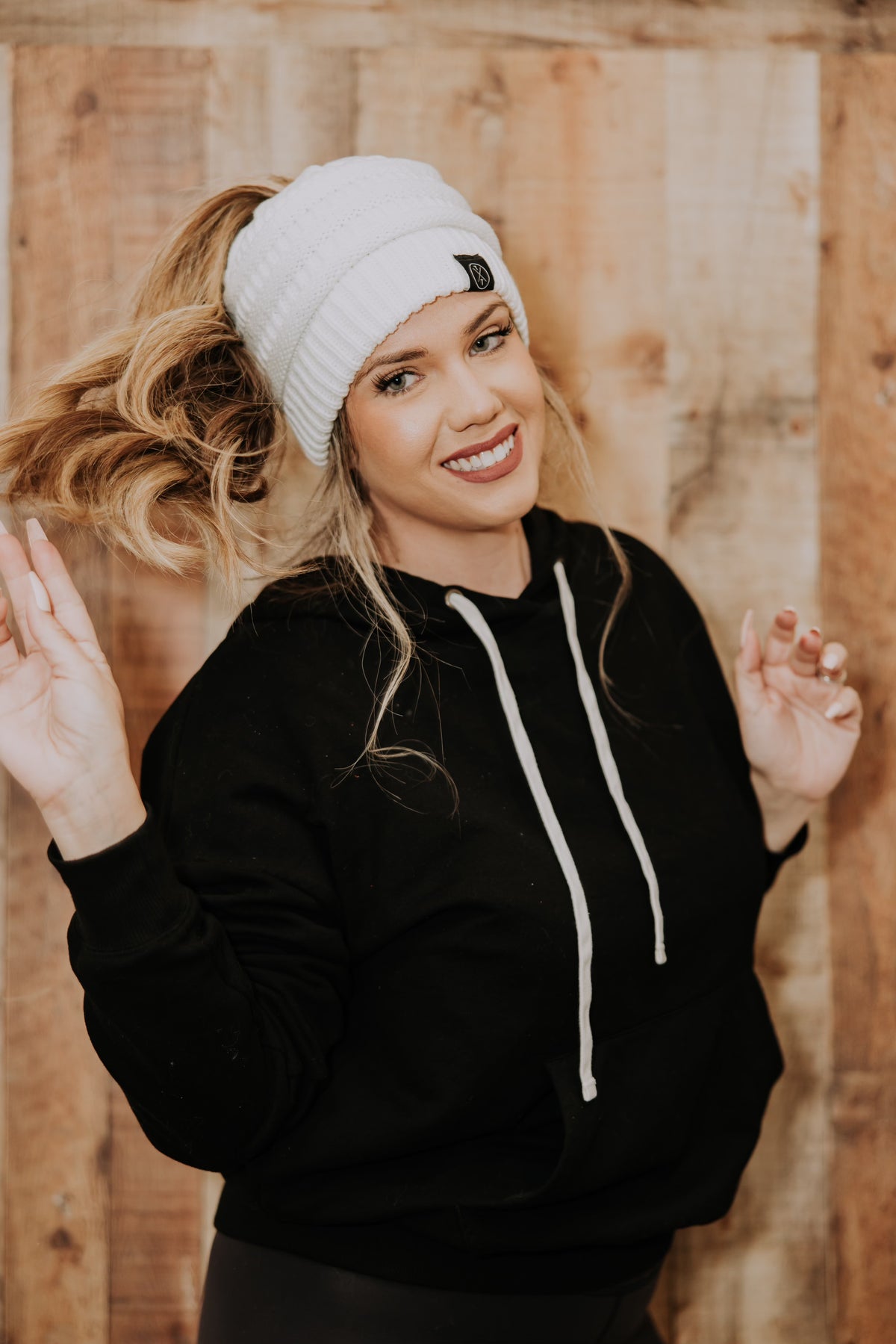 Knit Beanie For Adults With Ponytail Hole – Mama X™ Brand